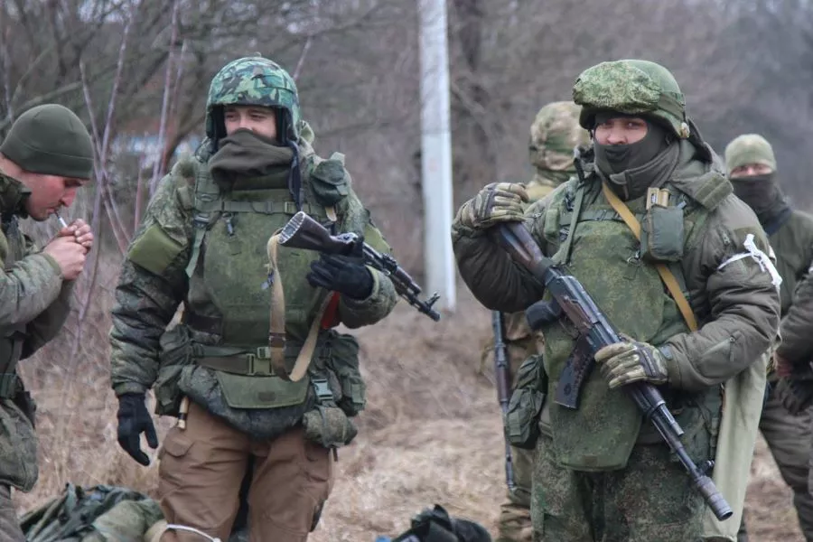 Troops on the Donbass Front, in Ukraine. 